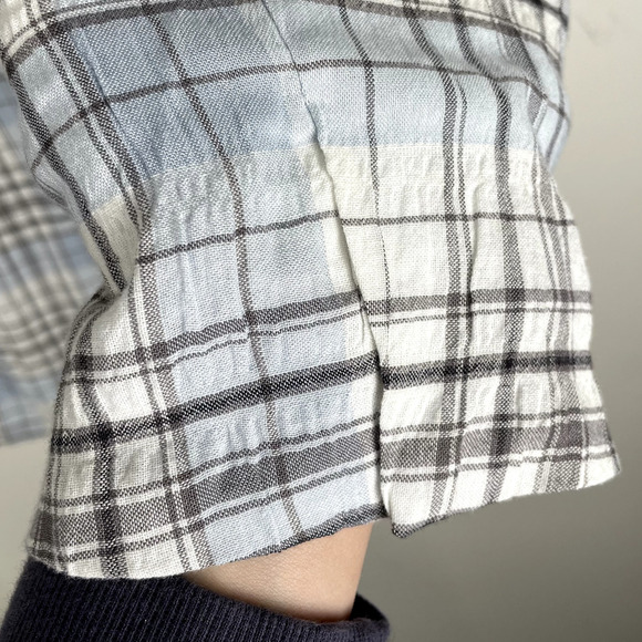 Melrose and Market Plaid Seersucker Oversized Blazer Womens M Blue White Jacket - Picture 12 of 16